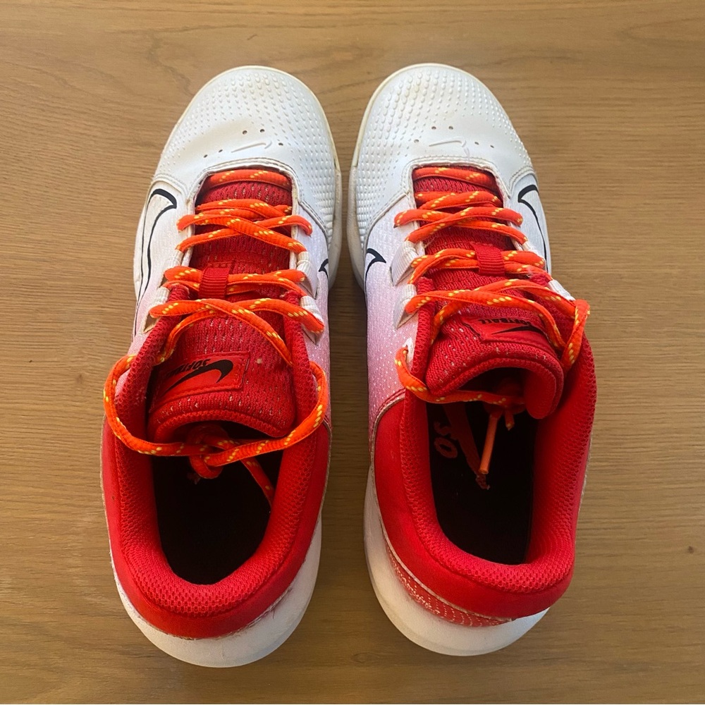 Nike Womens HyperDiamond 4 Pro, Red/ White/ Orange Fire Laces, Sz 7.5 - Picture 3 of 15